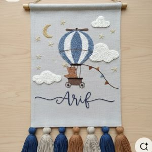 kişiye Özel İsimli bebek panosu | bulut ve gökkuşağı temalı