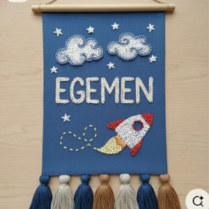 kişiye Özel İsimli bebek panosu | bulut ve gökkuşağı temalı